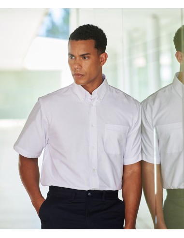 HEN-H515-Mens Classic Short Sleeved Oxford Shirt